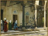 Harem Women Feeding Pigeons in a Courtyard-Jean Leon Gerome-Giclee Print