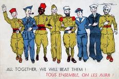 All Together, We Will Beat Them!, 2nd World War Postcard, C1941-1944-Jean Loup-Framed Giclee Print