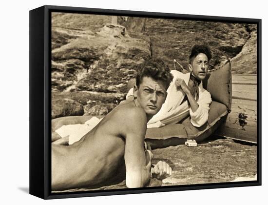 Jean Marais and Jean Cocteau on the Beach in Pramousquier, France, 1938-null-Framed Stretched Canvas