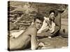 Jean Marais and Jean Cocteau on the Beach in Pramousquier, France, 1938-null-Stretched Canvas