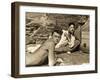 Jean Marais and Jean Cocteau on the Beach in Pramousquier, France, 1938-null-Framed Premium Photographic Print