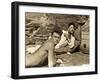 Jean Marais and Jean Cocteau on the Beach in Pramousquier, France, 1938-null-Framed Photographic Print