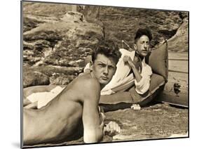 Jean Marais and Jean Cocteau on the Beach in Pramousquier, France, 1938-null-Mounted Photographic Print