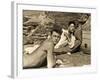 Jean Marais and Jean Cocteau on the Beach in Pramousquier, France, 1938-null-Framed Photographic Print