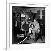 Jean Marais Painting His Selfportrait-Marcel Begoin-Framed Photographic Print