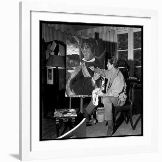 Jean Marais Painting His Selfportrait-Marcel Begoin-Framed Photographic Print