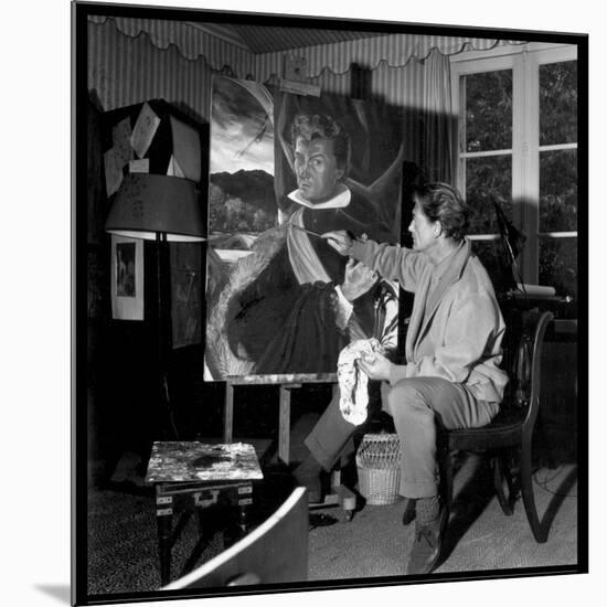 Jean Marais Painting His Selfportrait-Marcel Begoin-Mounted Photographic Print