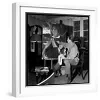 Jean Marais Painting His Selfportrait-Marcel Begoin-Framed Photographic Print