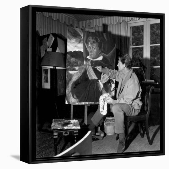 Jean Marais Painting His Selfportrait-Marcel Begoin-Framed Stretched Canvas