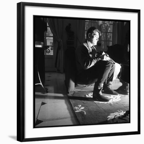 Jean Marais Reading the Newspaper-null-Framed Photographic Print