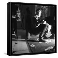 Jean Marais Reading the Newspaper-null-Framed Stretched Canvas