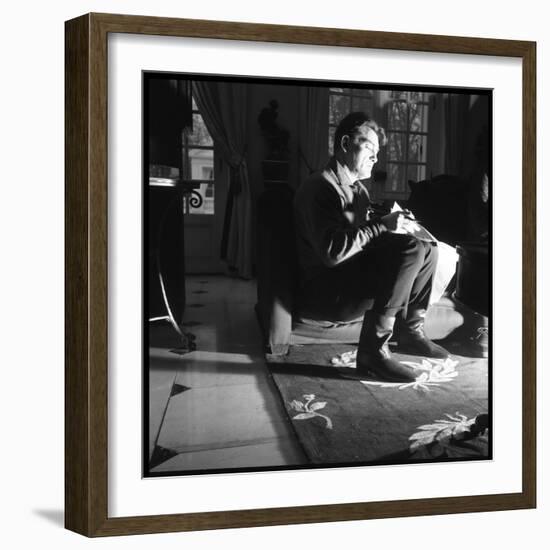 Jean Marais Reading the Newspaper-null-Framed Photographic Print