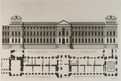 Elévation de la façade du Louvre du côté qui regarde la rivière, et plan du