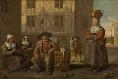 A Poultry Merchant and an Old Woman Warming Her Hands, circa 1652 (Oil on Canvas)-Jean Michelin-Framed Giclee Print