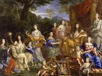 La Famille de Louis XIV en 1670 représentée en Travestis mythologiques-Jean Nocret-Framed Stretched Canvas