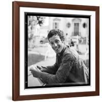 Jean-Paul Belmondo, Posing Near the Seine, Paris-Marcel Begoin-Framed Photographic Print