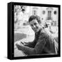 Jean-Paul Belmondo, Posing Near the Seine, Paris-Marcel Begoin-Framed Stretched Canvas