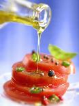 Spiced Tomatoes Being Drizzled with Olive Oil-Jean-Paul Chassenet-Stretched Canvas