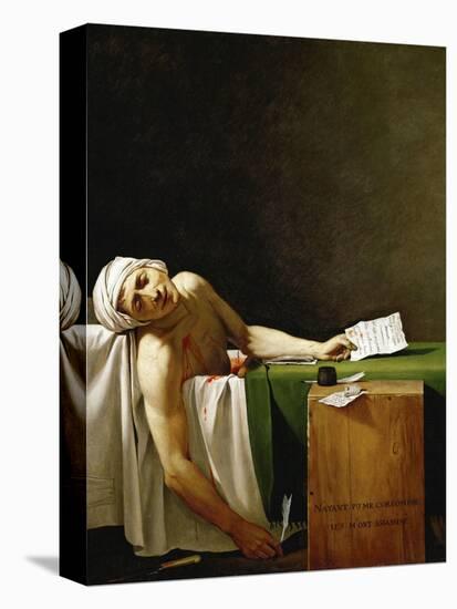 Jean Paul Marat, politician and publicist, dead in his bathtub, assassinated in 1793.-Jacques Louis David-Stretched Canvas