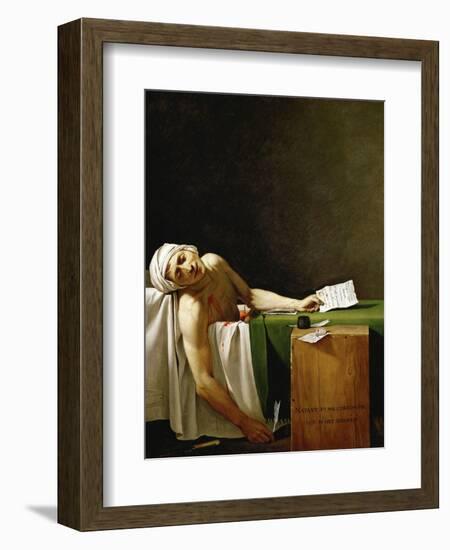 Jean Paul Marat, politician and publicist, dead in his bathtub, assassinated in 1793.-Jacques Louis David-Framed Giclee Print