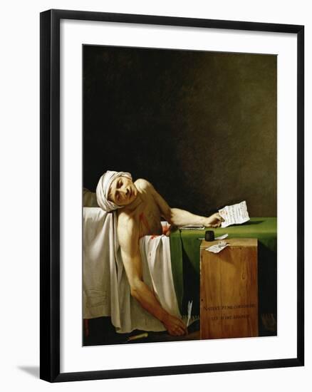 Jean Paul Marat, Politician, Dead in His Bathtub, Assassinated by Charlotte Corday in 1793-Jacques-Louis David-Framed Giclee Print