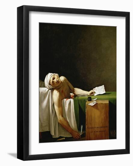 Jean Paul Marat, Politician, Dead in His Bathtub, Assassinated by Charlotte Corday in 1793-Jacques-Louis David-Framed Giclee Print