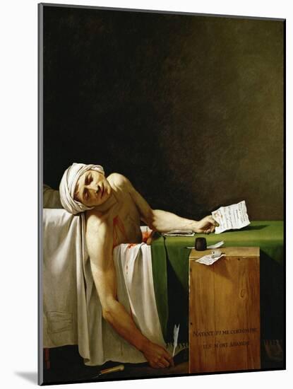 Jean Paul Marat, Politician, Dead in His Bathtub, Assassinated by Charlotte Corday in 1793-Jacques-Louis David-Mounted Giclee Print