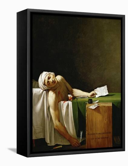 Jean Paul Marat, Politician, Dead in His Bathtub, Assassinated by Charlotte Corday in 1793-Jacques-Louis David-Framed Stretched Canvas