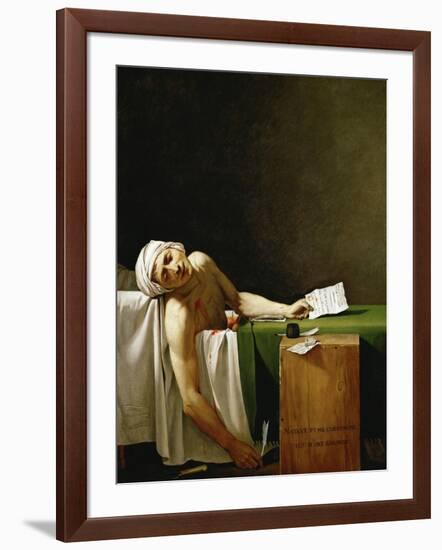 Jean Paul Marat, Politician, Dead in His Bathtub, Assassinated by Charlotte Corday in 1793-Jacques-Louis David-Framed Giclee Print