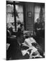 Jean Paul Sartre, Simone de Beauvoir and Saul Steinberg at Sartre's Home in Paris-Gjon Mili-Mounted Premium Photographic Print