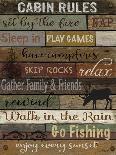 Cabin Rules On Wood,-Jean Plout-Giclee Print
