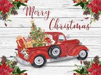 Vintage Red Truck Christmas-B-Jean Plout-Giclee Print