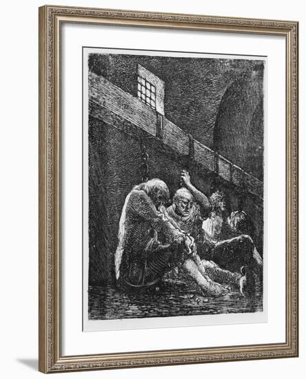 Jean Valjean in Prison, Illustration from 'Les Miserables'-Victor Hugo-Framed Giclee Print