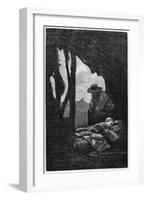 Jean Valjean Watching over Cosette Asleep, Illustration from 'Les Miserables' by Victor Hugo-Gustave Brion-Framed Giclee Print