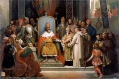 Charlemagne Receives Alcuin of York-Jean-Victor Schnetz-Framed Stretched Canvas