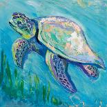 Sea Turtle Swim Light Flipped-Jeanette Vertentes-Stretched Canvas