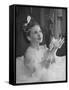 Jeanne Crain Taking Bubble Bath for Her Role in Movie Margie-Peter Stackpole-Framed Stretched Canvas