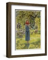 Jeanne D'Arc Hearing Her "Voices" While Minding Her Sheep at Domremy-Eleanor Fortescue Brickdale-Framed Art Print