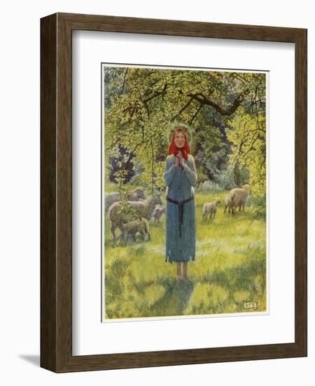 Jeanne D'Arc Hearing Her "Voices" While Minding Her Sheep at Domremy-Eleanor Fortescue Brickdale-Framed Art Print