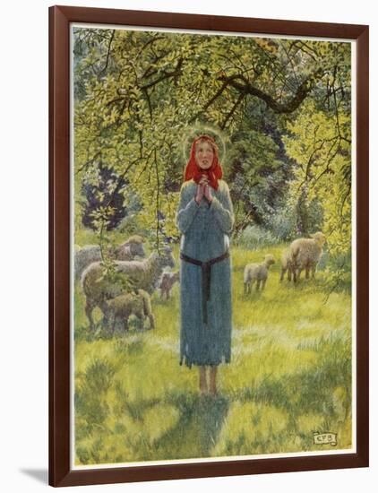 Jeanne D'Arc Hearing Her "Voices" While Minding Her Sheep at Domremy-Eleanor Fortescue Brickdale-Framed Art Print