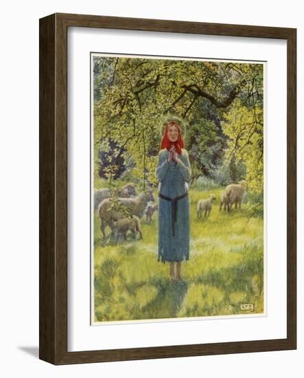 Jeanne D'Arc Hearing Her "Voices" While Minding Her Sheep at Domremy-Eleanor Fortescue Brickdale-Framed Art Print