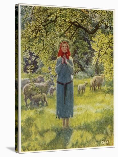 Jeanne D'Arc Hearing Her "Voices" While Minding Her Sheep at Domremy-Eleanor Fortescue Brickdale-Stretched Canvas