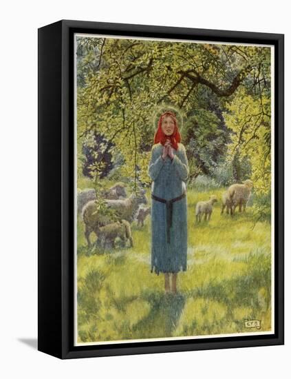 Jeanne D'Arc Hearing Her "Voices" While Minding Her Sheep at Domremy-Eleanor Fortescue Brickdale-Framed Stretched Canvas