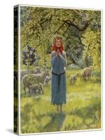 Jeanne D'Arc Hearing Her "Voices" While Minding Her Sheep at Domremy-Eleanor Fortescue Brickdale-Stretched Canvas