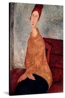 Jeanne Hebuterne in a Yellow Jumper, 1918-19-Amedeo Modigliani-Stretched Canvas