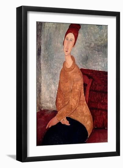 Jeanne Hebuterne in a Yellow Jumper, 1918-19-Amedeo Modigliani-Framed Giclee Print