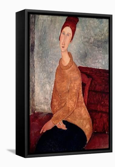 Jeanne Hebuterne in a Yellow Jumper, 1918-19-Amedeo Modigliani-Framed Stretched Canvas