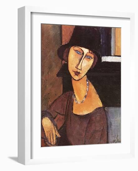 Jeanne Hebuterne Wearing a Hat, 1917-Amedeo Modigliani-Framed Giclee Print