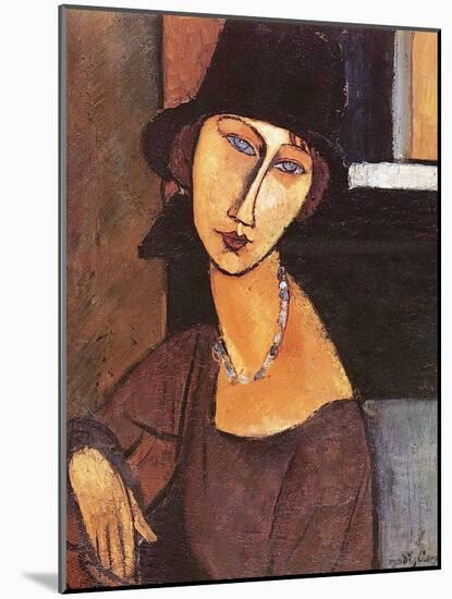 Jeanne Hebuterne Wearing a Hat, 1917-Amedeo Modigliani-Mounted Giclee Print