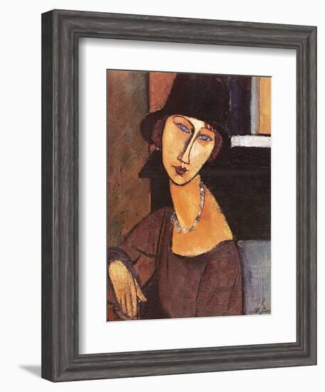 Jeanne Hebuterne Wearing a Hat, 1917-Amedeo Modigliani-Framed Giclee Print